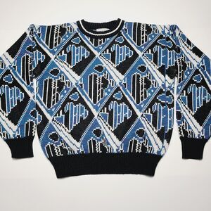 Vintage Giani Leone 100% Virgin Acrylic Knit Sweater Abstract Size Large 90's